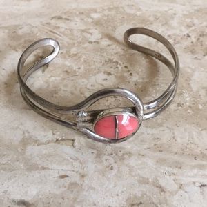Silver/coral bracelet